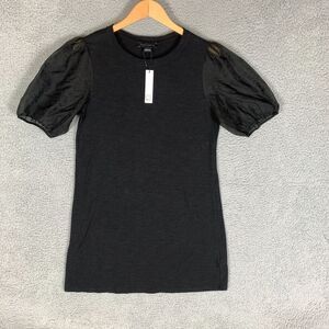 Sanctuary Dream State Mini Dress Size Large Black Puff Sleeve Organic Cotton NWT